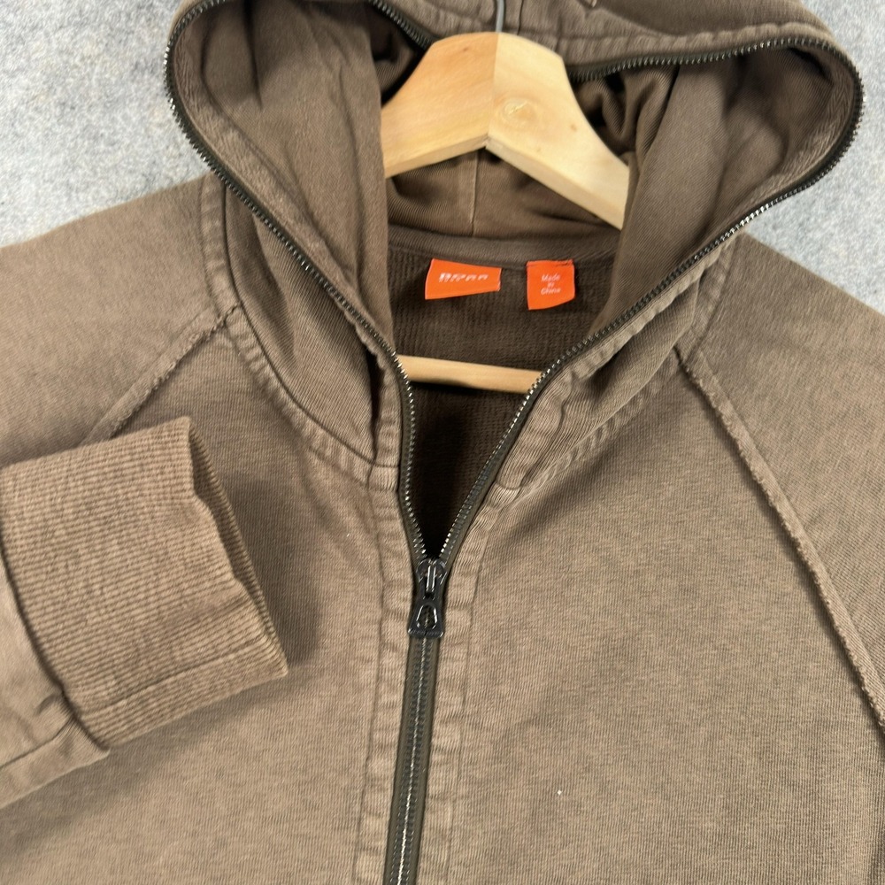 Boss Hugo Boss Hoodie Mens Medium Brown Full Zip Cotton Sweatshirt Pockets